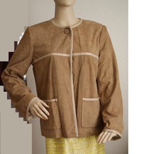 St John Lambskin Suede Cashmere Lined Jacket